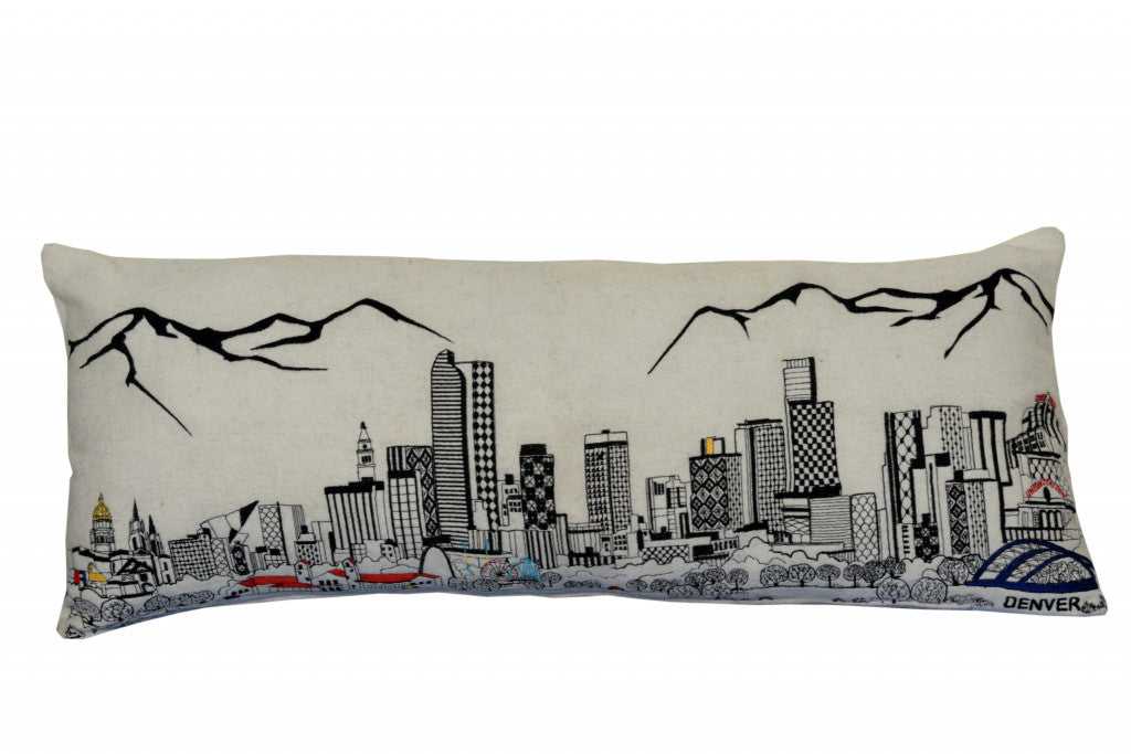35" White Denver Daylight Skyline Lumbar Decorative Pillow - Homeroots - Flyclothing LLC