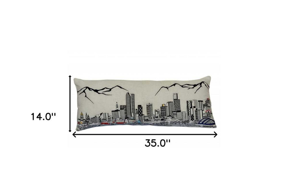 35" White Denver Daylight Skyline Lumbar Decorative Pillow - Homeroots - Flyclothing LLC