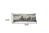 35" White Denver Daylight Skyline Lumbar Decorative Pillow - Homeroots