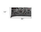 35" Black Detroit Nighttime Skyline Lumbar Decorative Pillow - Homeroots - Flyclothing LLC