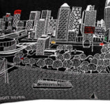 35" Black Detroit Nighttime Skyline Lumbar Decorative Pillow - Homeroots - Flyclothing LLC