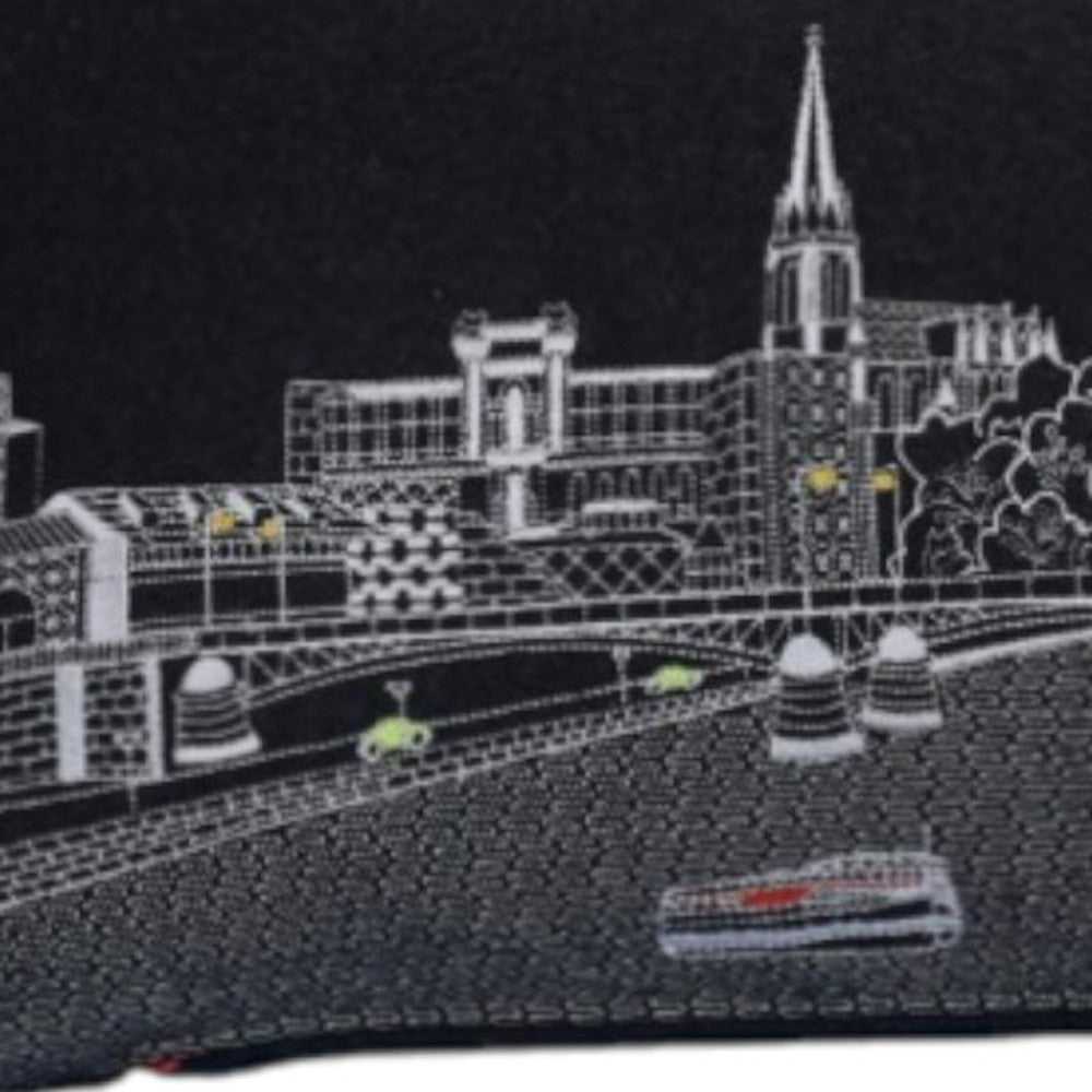 35" Black Frankfurt Nighttime Skyline Lumbar Decorative Pillow - Homeroots - Flyclothing LLC
