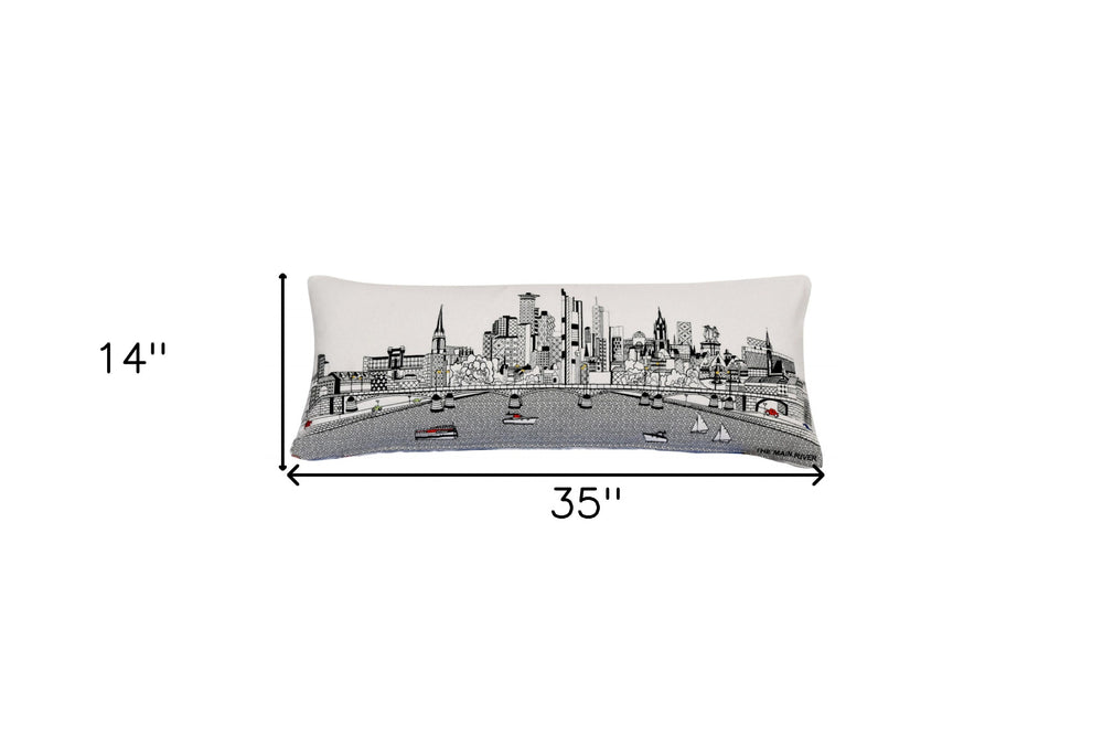 35" White Frankfurt Daylight Skyline Lumbar Decorative Pillow - Homeroots - Flyclothing LLC