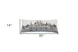 35" White Frankfurt Daylight Skyline Lumbar Decorative Pillow - Homeroots
