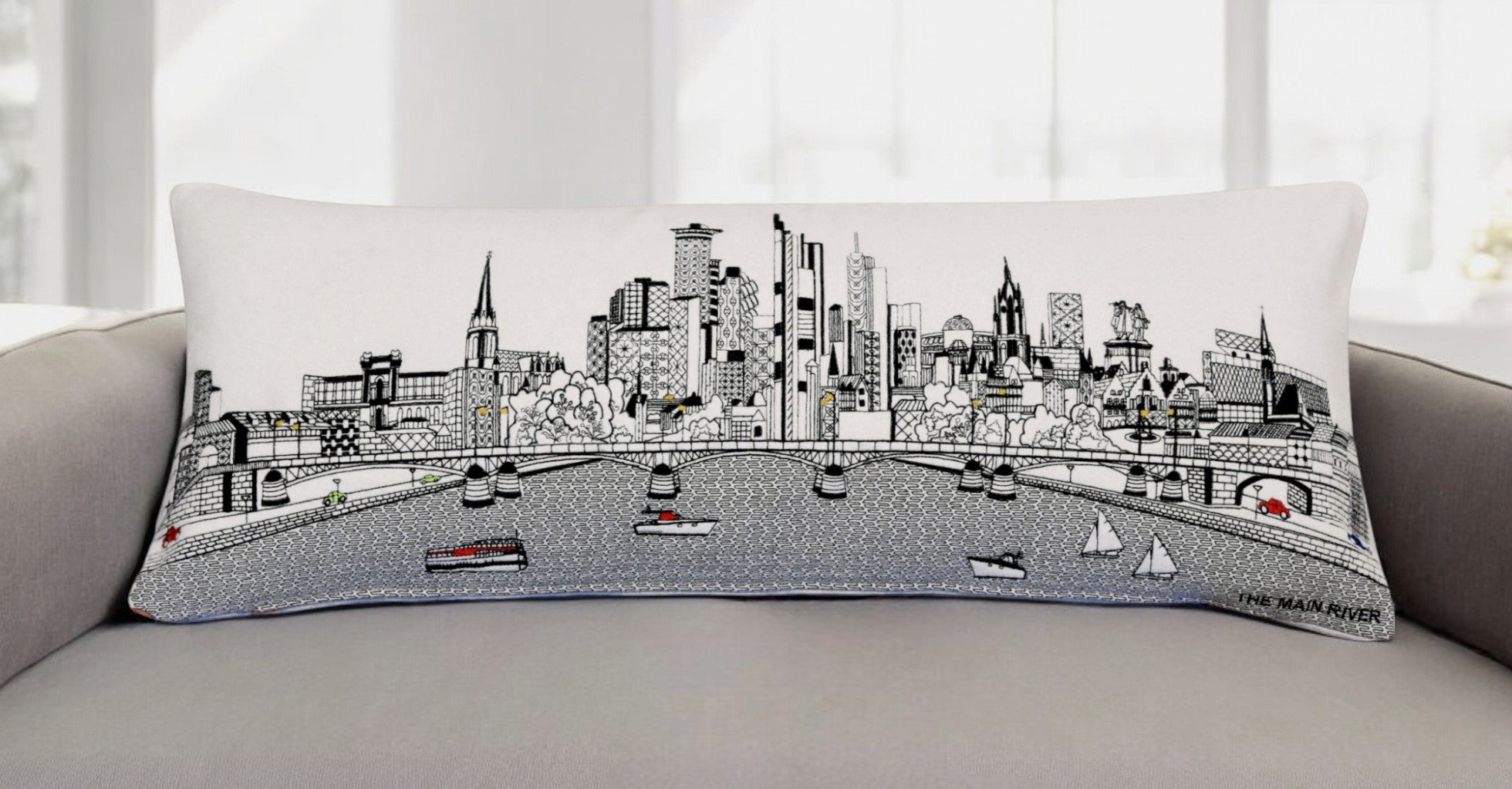 35" White Frankfurt Daylight Skyline Lumbar Decorative Pillow - Homeroots - Flyclothing LLC