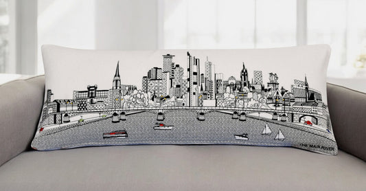 35" White Frankfurt Daylight Skyline Lumbar Decorative Pillow - Homeroots