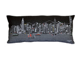 35" Black Hong Kong Nighttime Skyline Lumbar Decorative Pillow - Homeroots