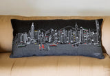 35" Black Hong Kong Nighttime Skyline Lumbar Decorative Pillow - Homeroots