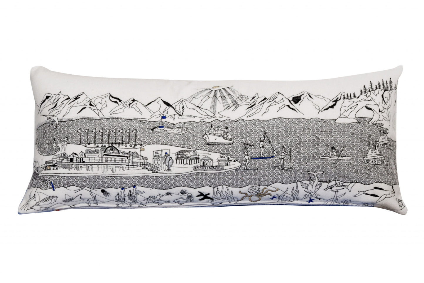 35" White Homer Spit Daylight Skyline Lumbar Decorative Pillow - Homeroots - Flyclothing LLC