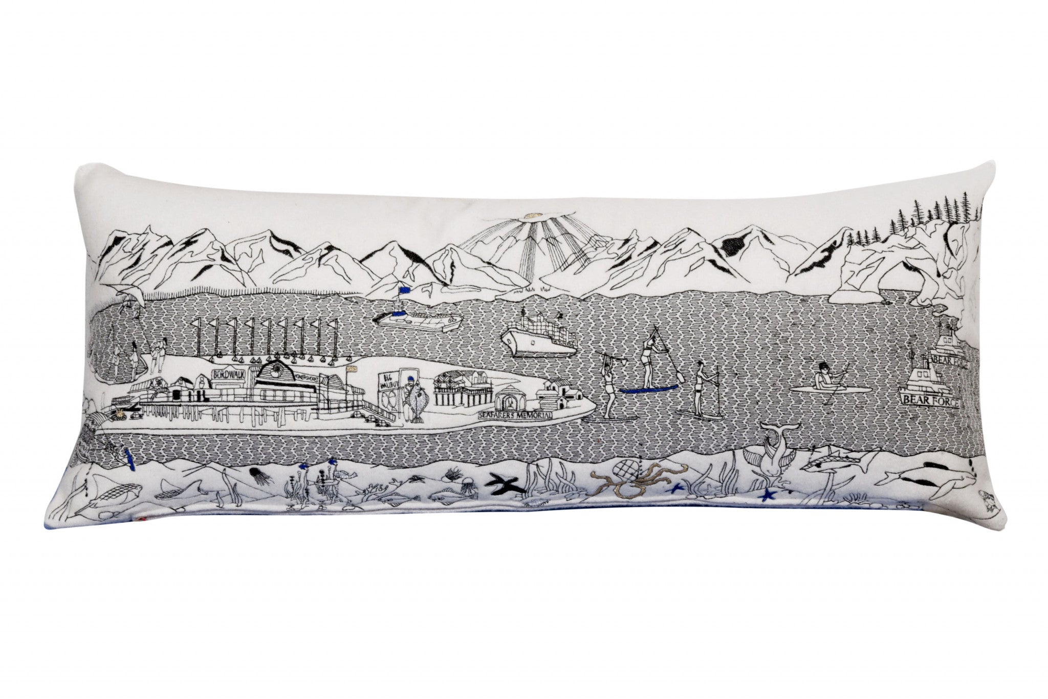 35" White Homer Spit Daylight Skyline Lumbar Decorative Pillow - Homeroots - Flyclothing LLC