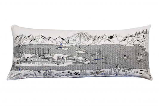 35" White Homer Spit Daylight Skyline Lumbar Decorative Pillow - Homeroots