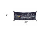 35" Black Houston Nighttime Skyline Lumbar Decorative Pillow - Homeroots - Flyclothing LLC