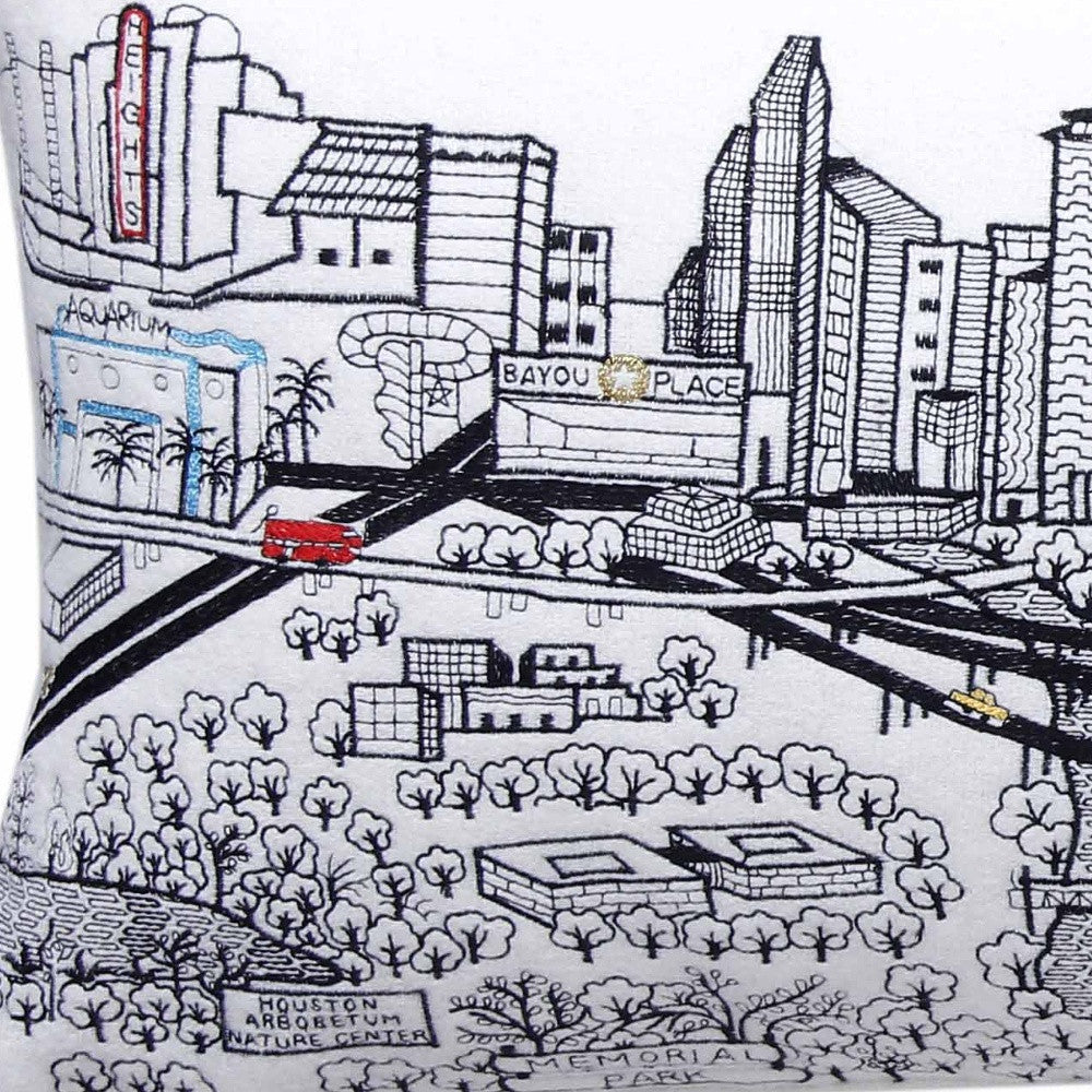 35" White Houston Daylight Skyline Lumbar Decorative Pillow - Homeroots - Flyclothing LLC