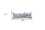35" White Houston Daylight Skyline Lumbar Decorative Pillow - Homeroots - Flyclothing LLC