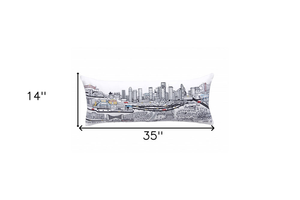 35" White Houston Daylight Skyline Lumbar Decorative Pillow - Homeroots - Flyclothing LLC