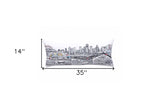 35" White Houston Daylight Skyline Lumbar Decorative Pillow