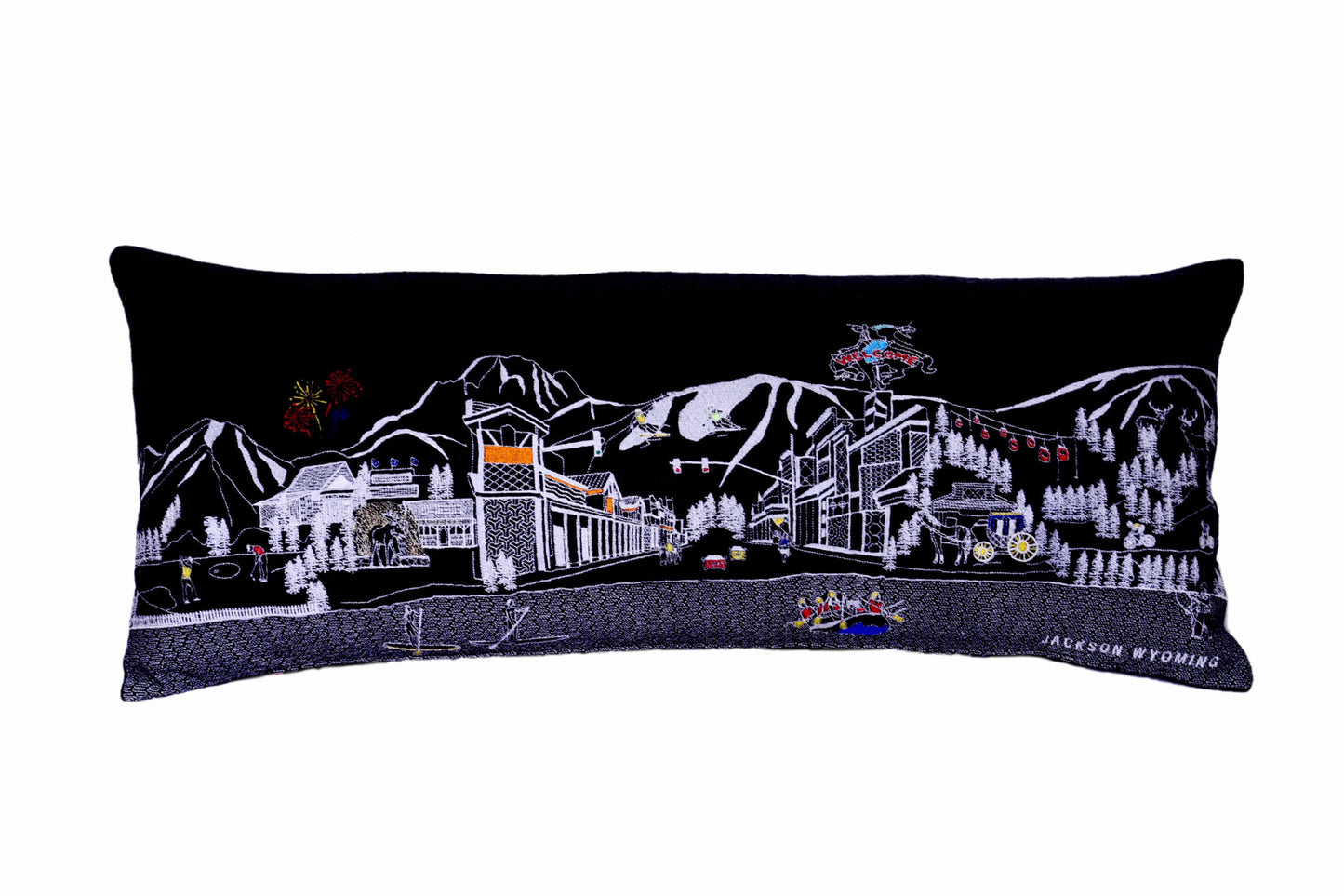 35" Black Jackson Nighttime Skyline Lumbar Decorative Pillow - Homeroots - Flyclothing LLC
