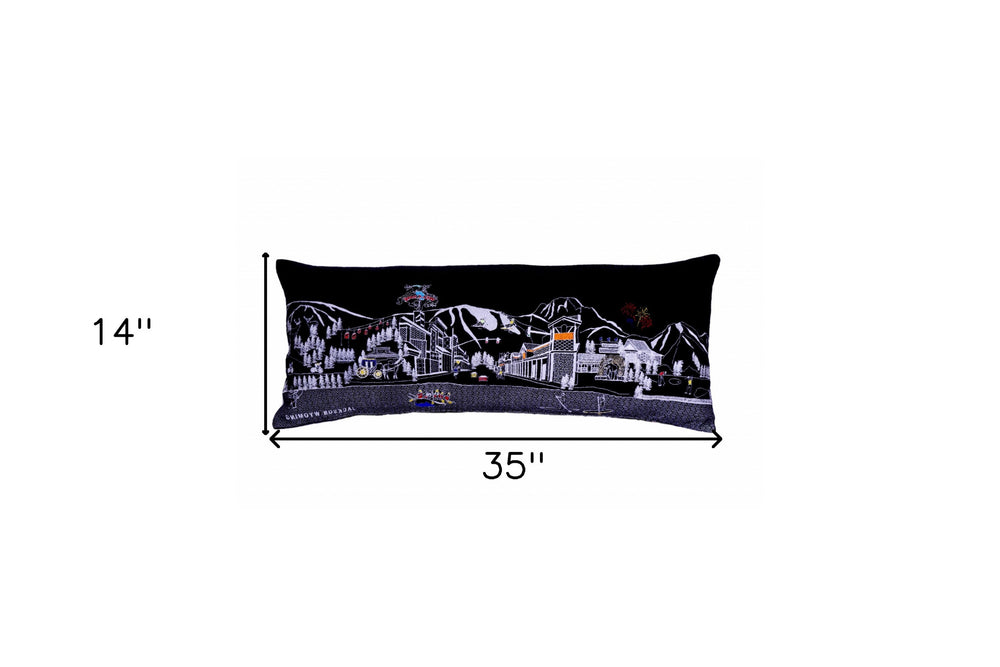 35" Black Jackson Nighttime Skyline Lumbar Decorative Pillow - Homeroots - Flyclothing LLC