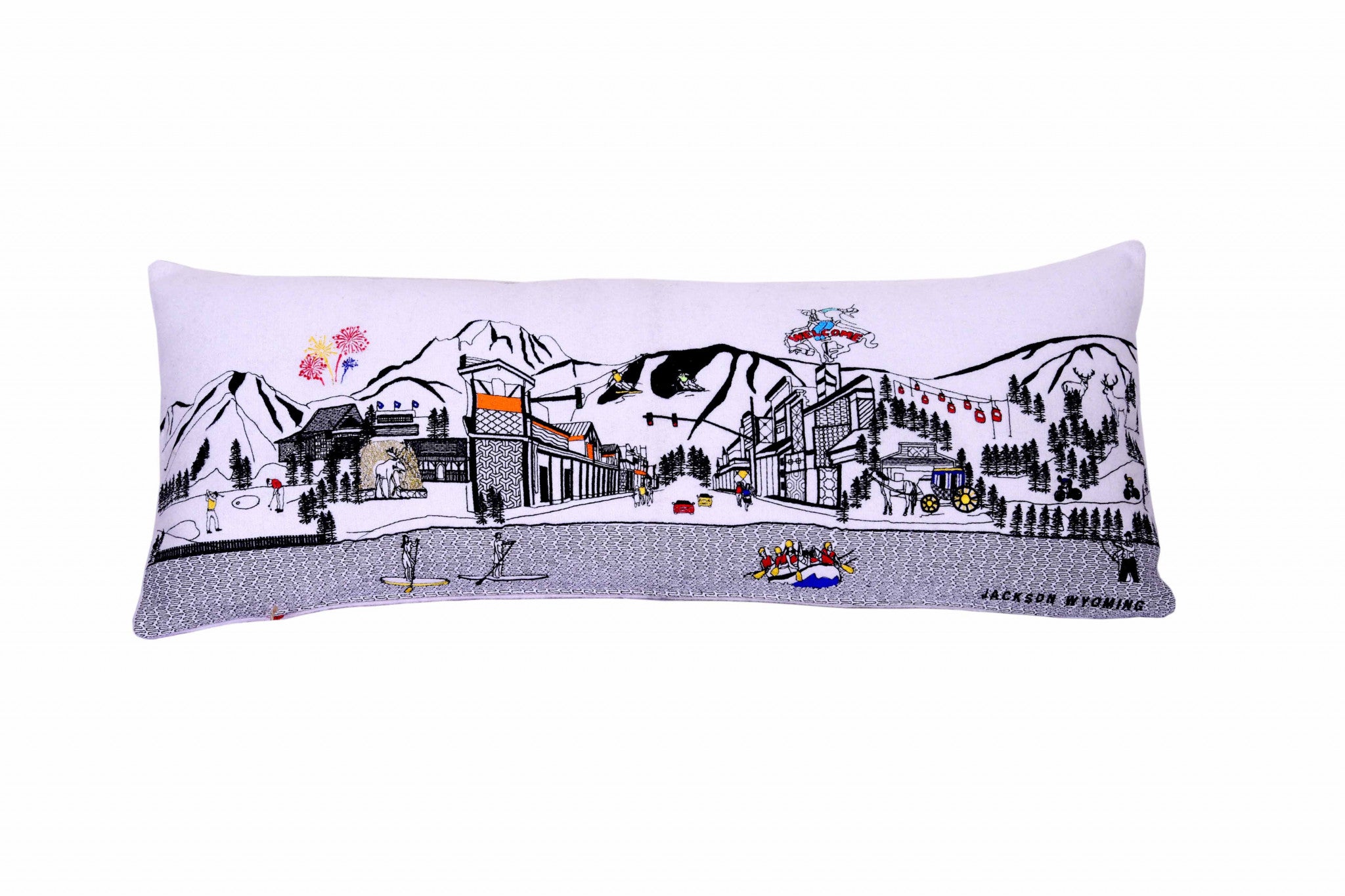 35" White Jackson Daylight Skyline Lumbar Decorative Pillow - Homeroots - Flyclothing LLC