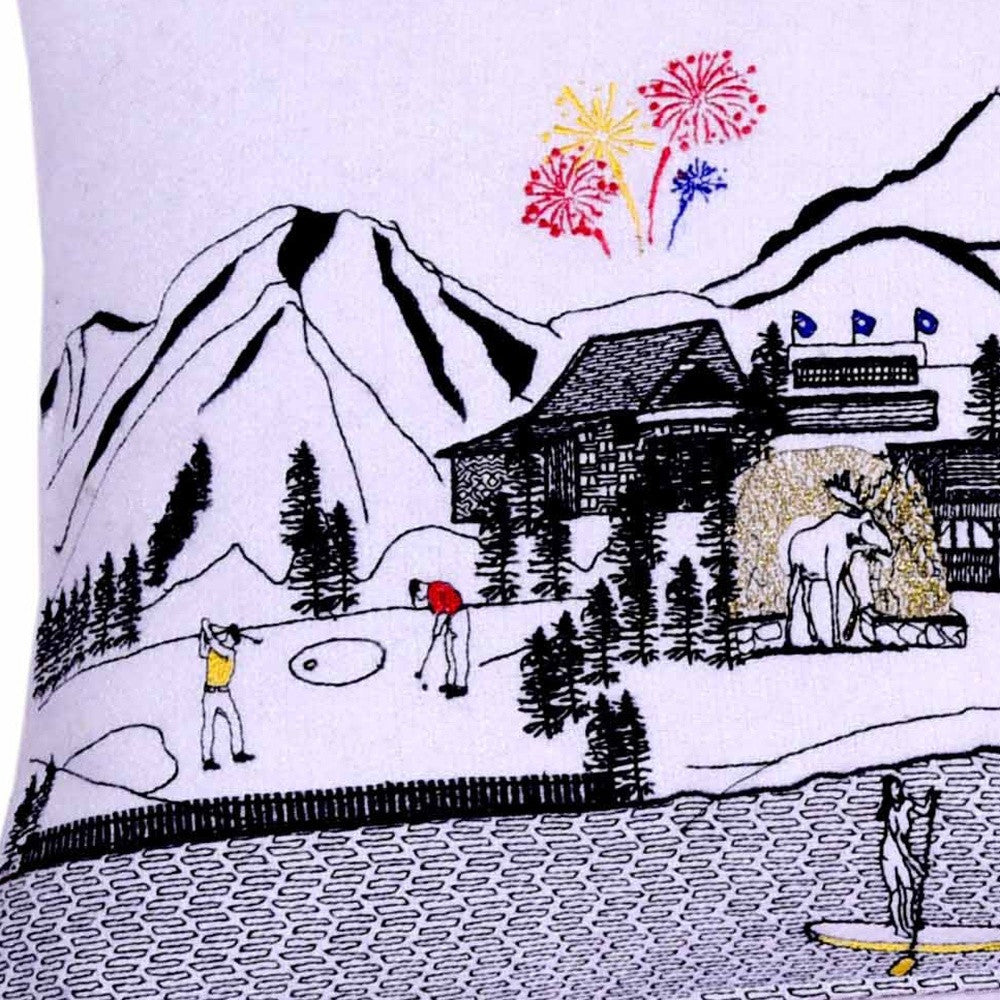 35" White Jackson Daylight Skyline Lumbar Decorative Pillow - Homeroots - Flyclothing LLC