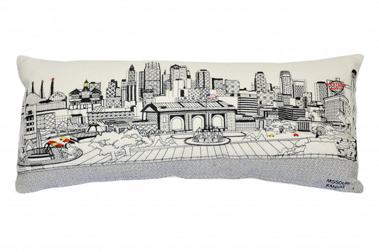 35" White Kansas City Daylight Skyline Lumbar Decorative Pillow - Homeroots