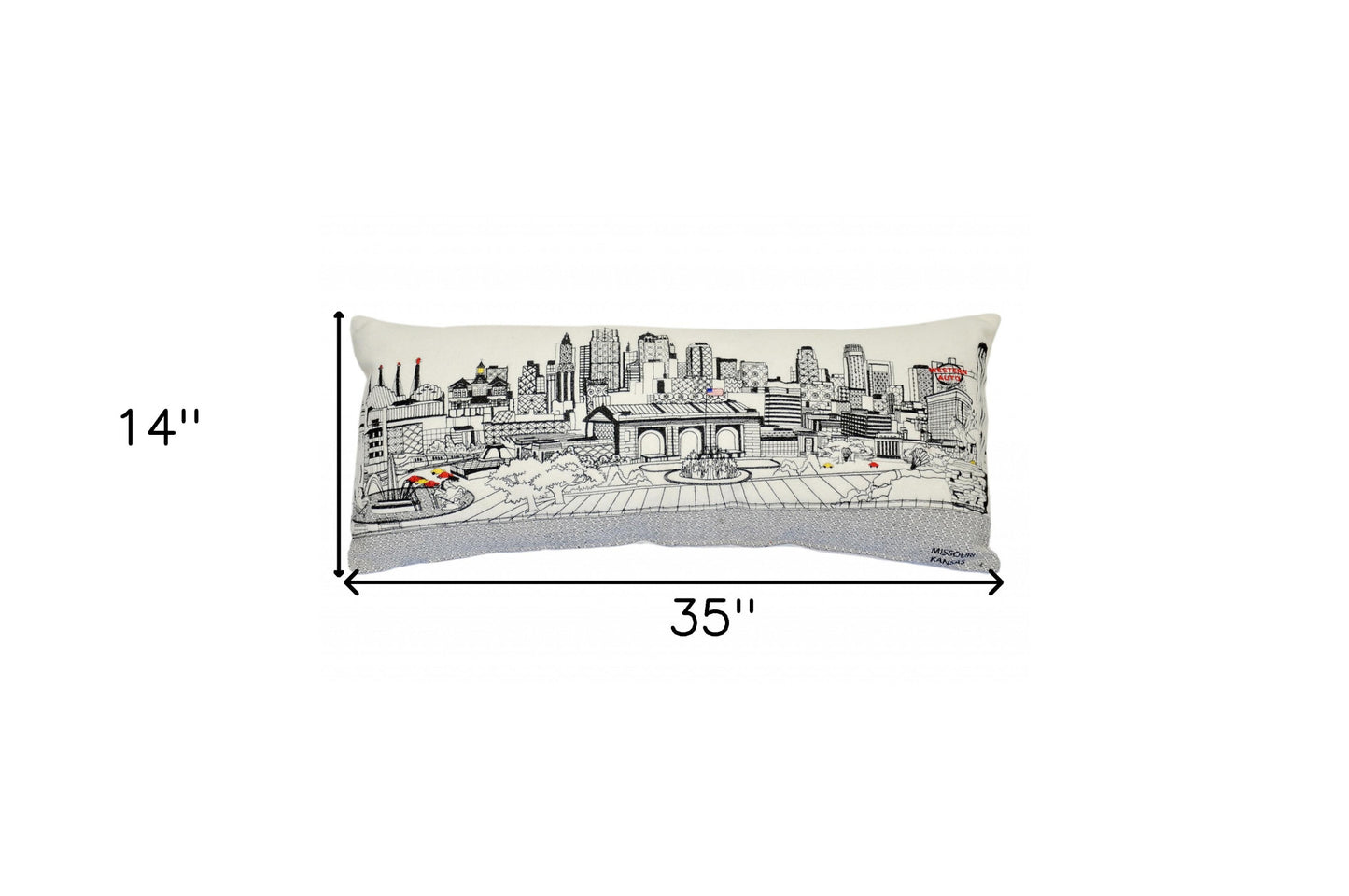 35" White Kansas City Daylight Skyline Lumbar Decorative Pillow - Homeroots - Flyclothing LLC