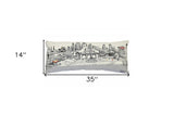 35" White Kansas City Daylight Skyline Lumbar Decorative Pillow - Homeroots