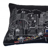 35" Black as Vegas Nighttime Skyline Lumbar Decorative Pillow - Homeroots
