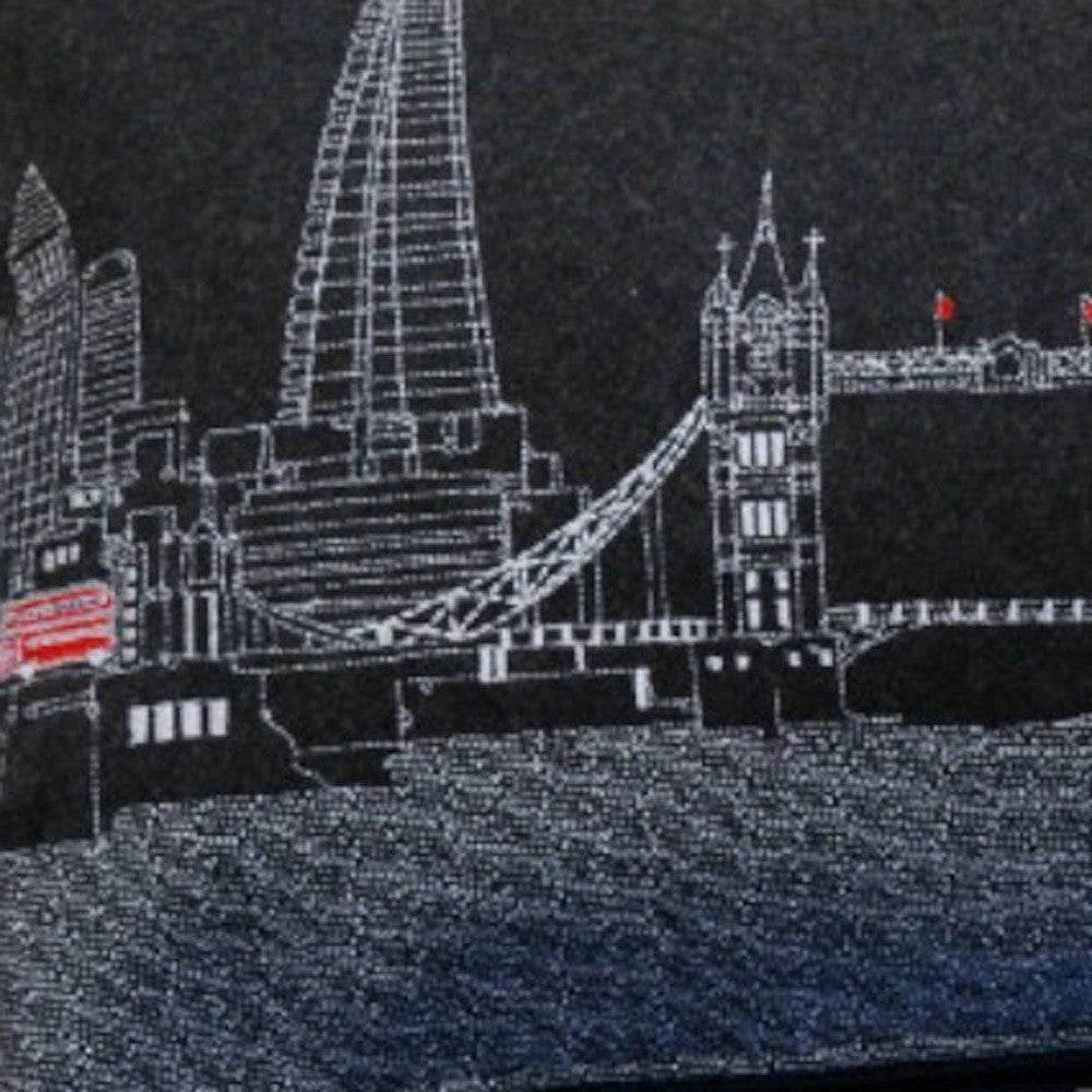 35" Black London Nighttime Skyline Lumbar Decorative Pillow - Homeroots - Flyclothing LLC