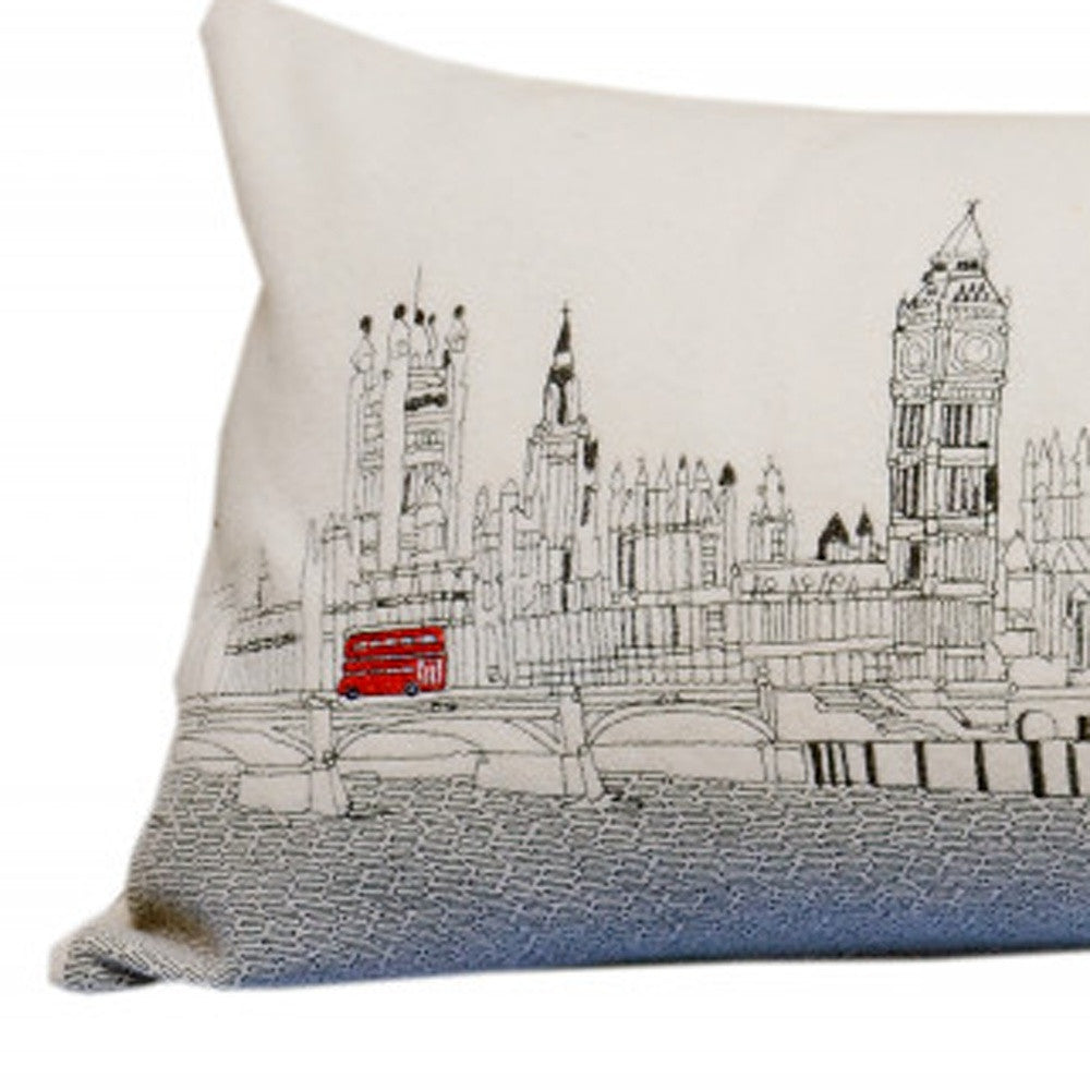 35" White London Daylight Skyline Lumbar Decorative Pillow - Homeroots - Flyclothing LLC