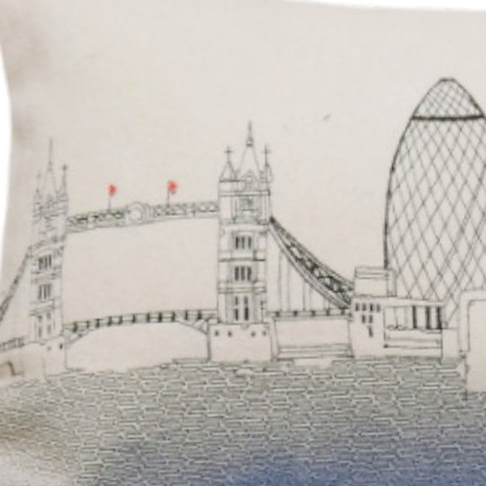 35" White London Daylight Skyline Lumbar Decorative Pillow - Homeroots - Flyclothing LLC