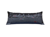 35" Black Los Angeles Nighttime Skyline Lumbar Decorative Pillow
