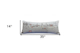 35" White Los Angeles Daylight Skyline Lumbar Decorative Pillow - Homeroots