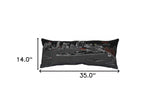 35" Black Memphis Nighttime Skyline Lumbar Decorative Pillow - Homeroots