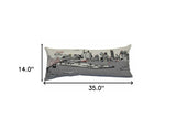 35" White Memphis Daylight Skyline Lumbar Decorative Pillow - Homeroots - Flyclothing LLC