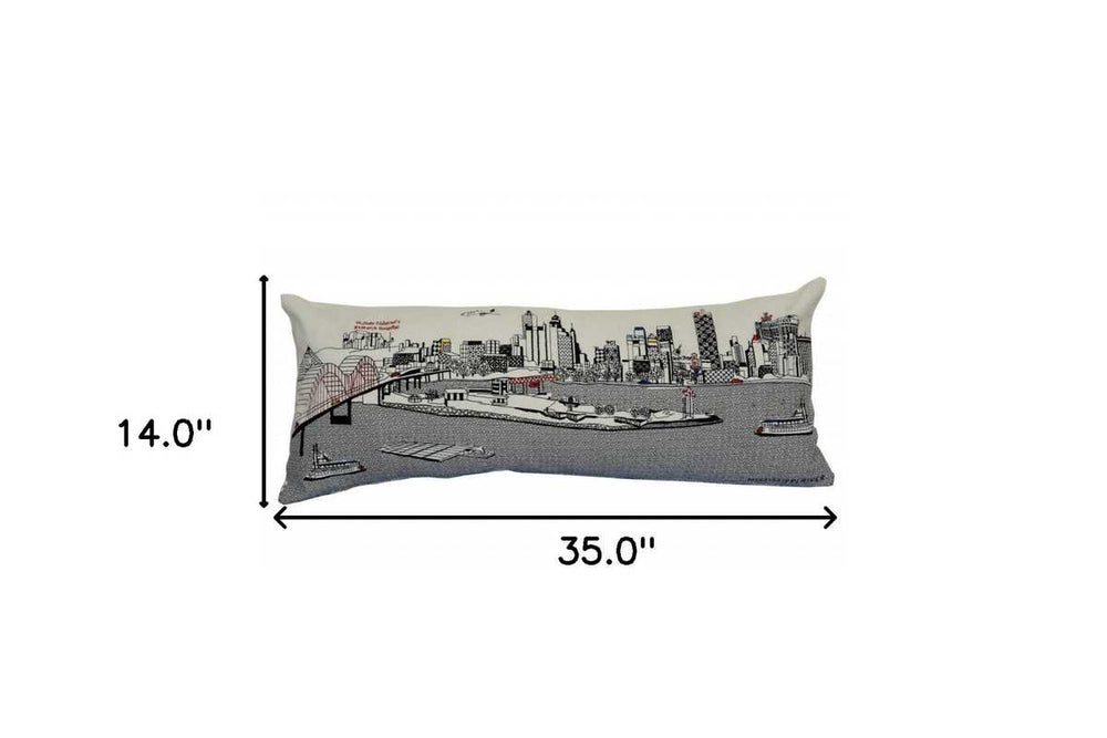 35" White Memphis Daylight Skyline Lumbar Decorative Pillow - Homeroots - Flyclothing LLC