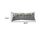 35" White Memphis Daylight Skyline Lumbar Decorative Pillow - Homeroots