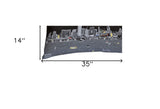 35" Black Miami Nighttime Skyline Lumbar Decorative Pillow - Homeroots - Flyclothing LLC