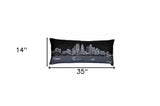 35" Black Minneapolis Nighttime Skyline Lumbar Decorative Pillow - Homeroots