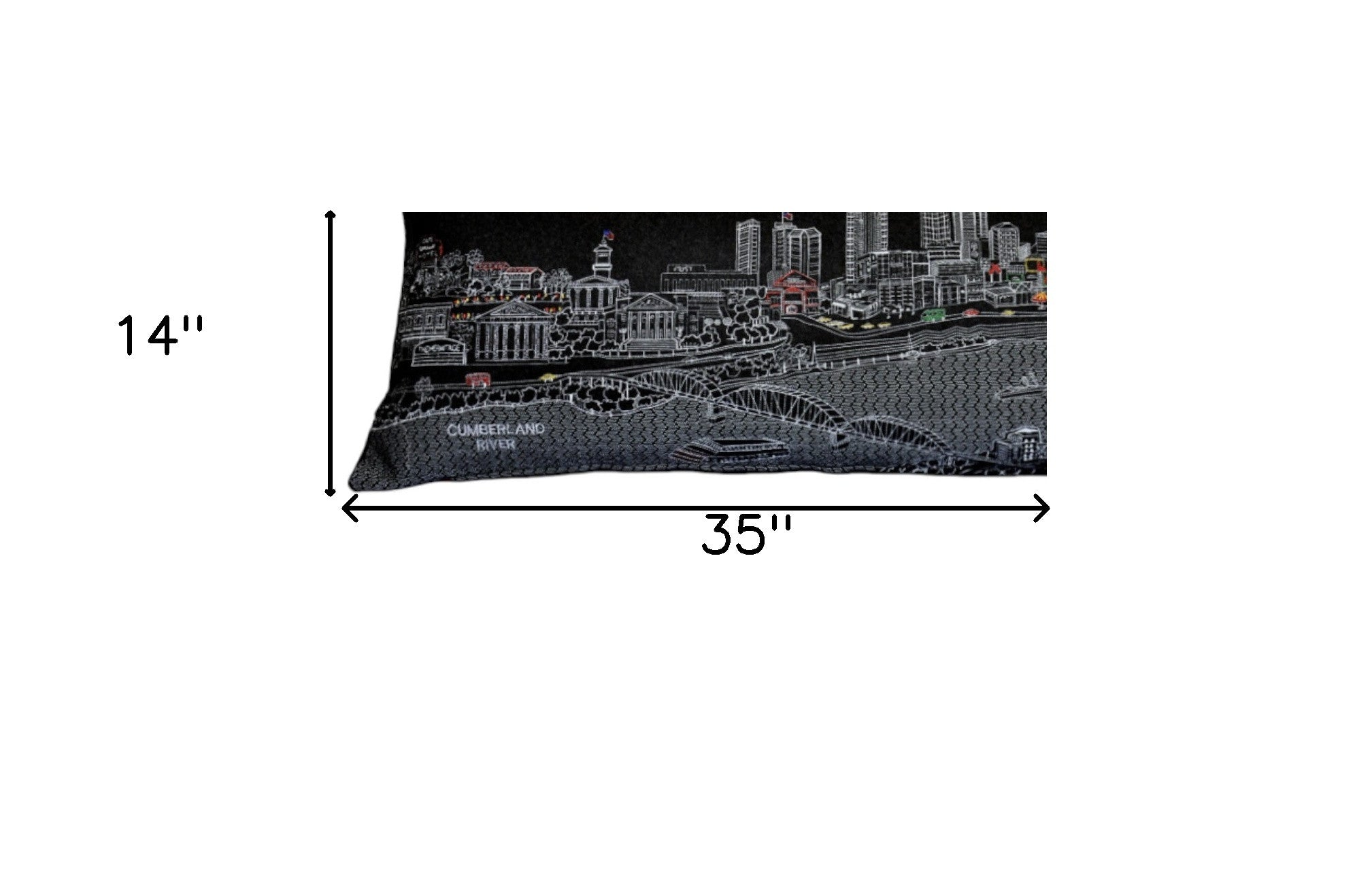 35" Black Nashville Nighttime Skyline Lumbar Decorative Pillow - Homeroots - Flyclothing LLC