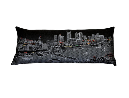 35" Black Nashville Nighttime Skyline Lumbar Decorative Pillow - Homeroots