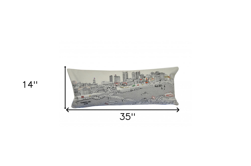 35" White Nashville Daylight Skyline Lumbar Decorative Pillow - Homeroots - Flyclothing LLC