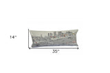 35" White Nashville Daylight Skyline Lumbar Decorative Pillow - Homeroots