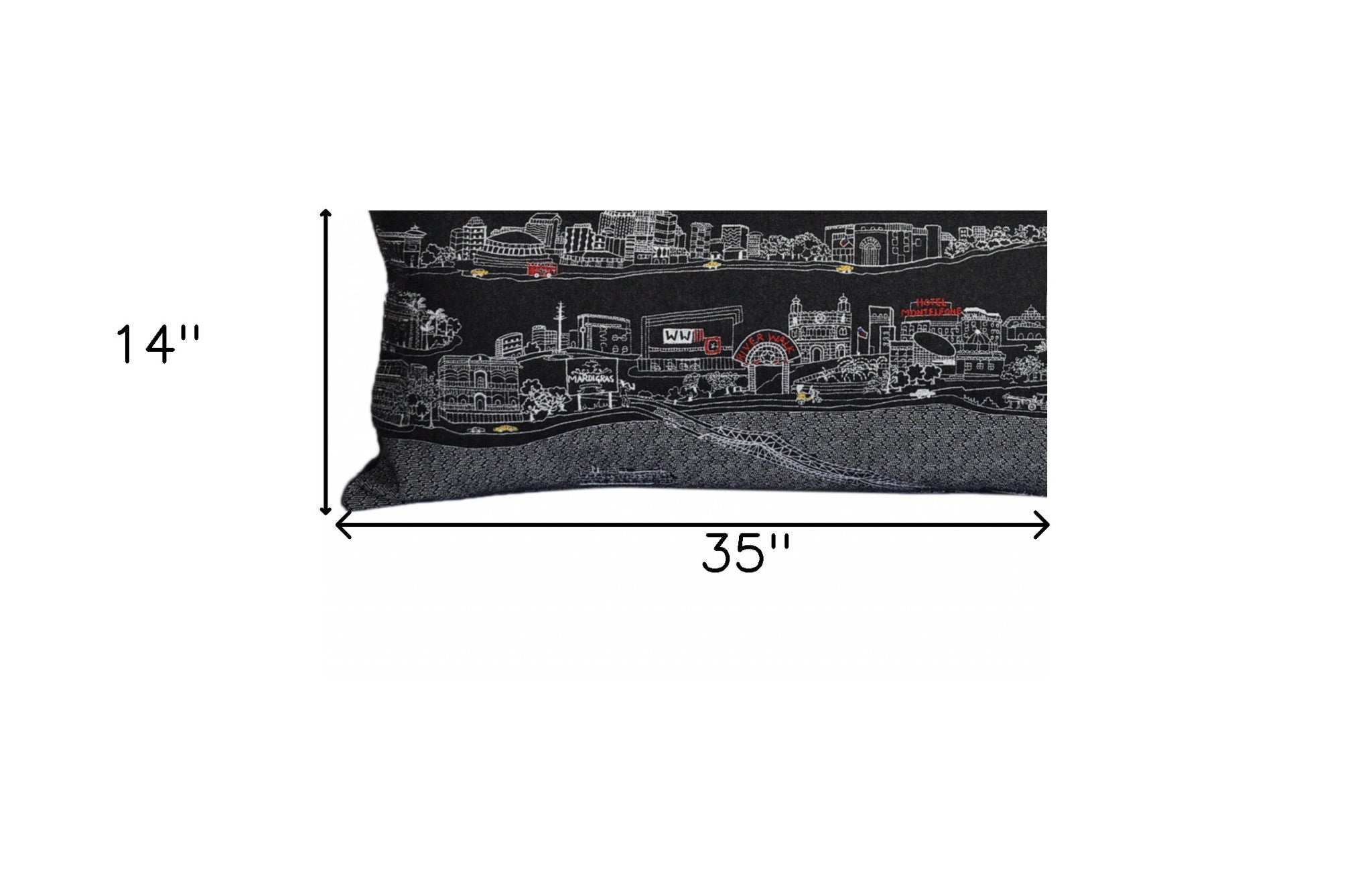 35" Black New Orleans Nighttime Skyline Lumbar Decorative Pillow - Homeroots - Flyclothing LLC