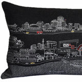 35" Black New Orleans Nighttime Skyline Lumbar Decorative Pillow - Homeroots