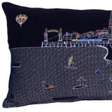 35" Black Ocean City MD Nighttime Skyline Lumbar Decorative Pillow - Homeroots