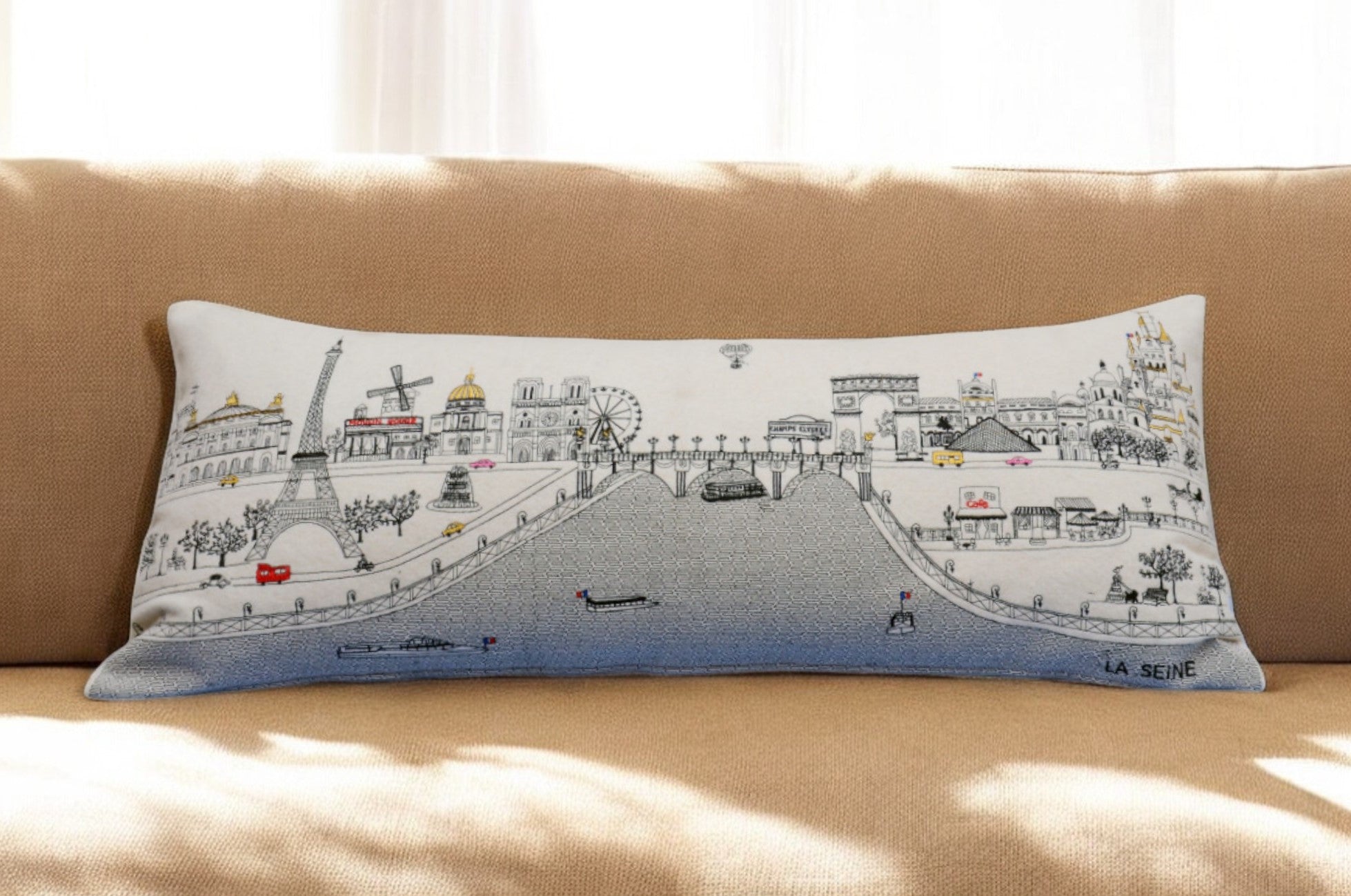 35" White Paris Daylight Skyline Lumbar Decorative Pillow - Homeroots - Flyclothing LLC