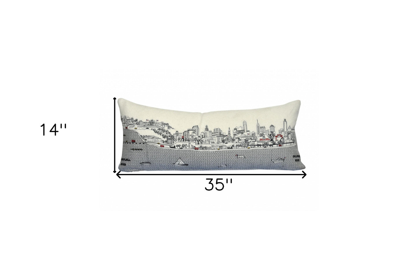 35" White Philadelphia Daylight Skyline Lumbar Decorative Pillow - Homeroots - Flyclothing LLC