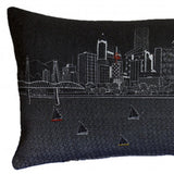 35" Black Portland Nighttime Skyline Lumbar Decorative Pillow - Homeroots