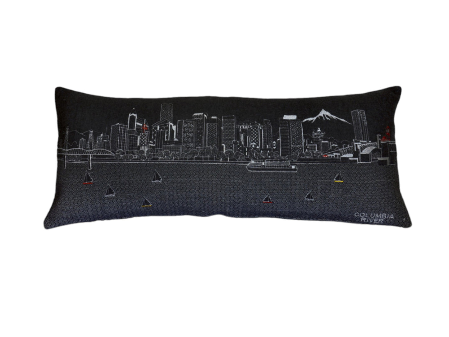 35" Black Portland Nighttime Skyline Lumbar Decorative Pillow - Homeroots - Flyclothing LLC